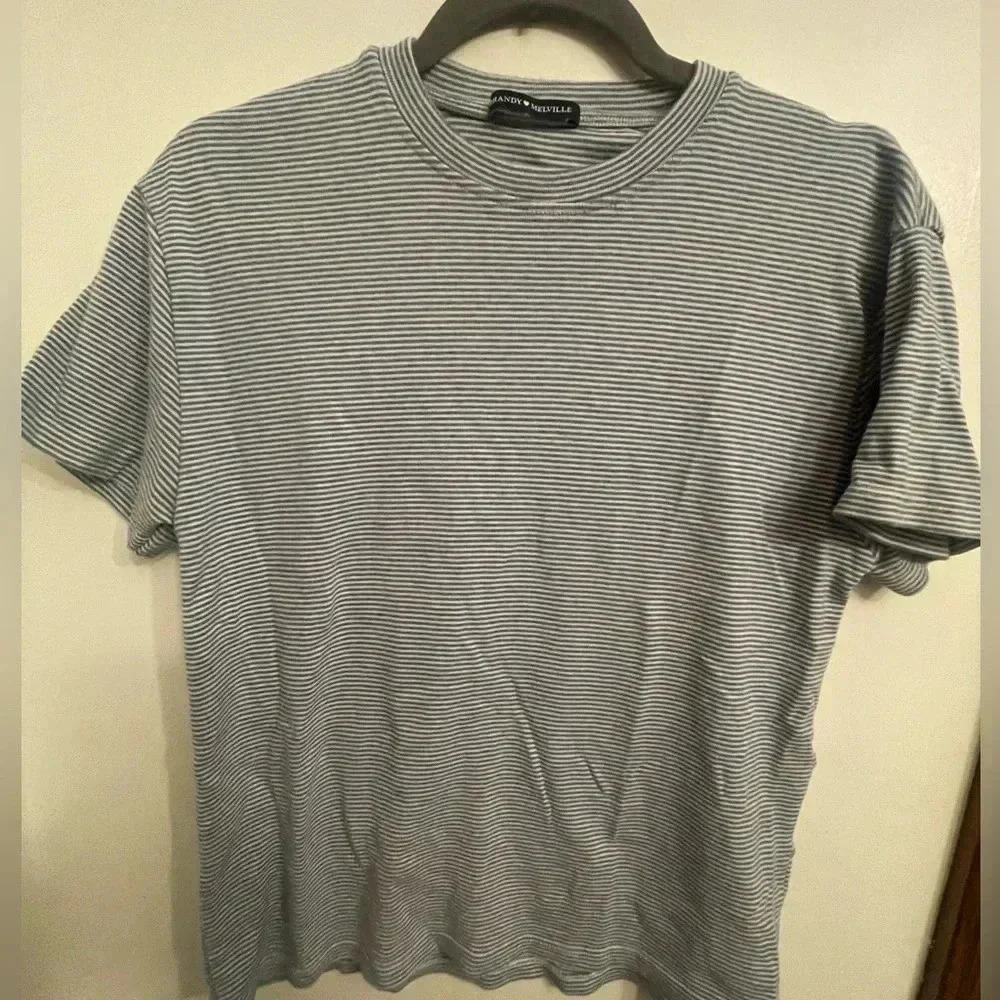 Brandy Melville blue and white striped baby tee EUC - Picture 1 of 4